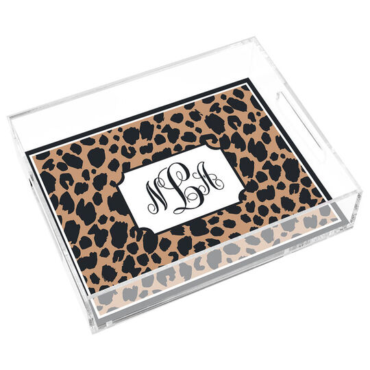 Black Leopard Royalty Lucite Tray